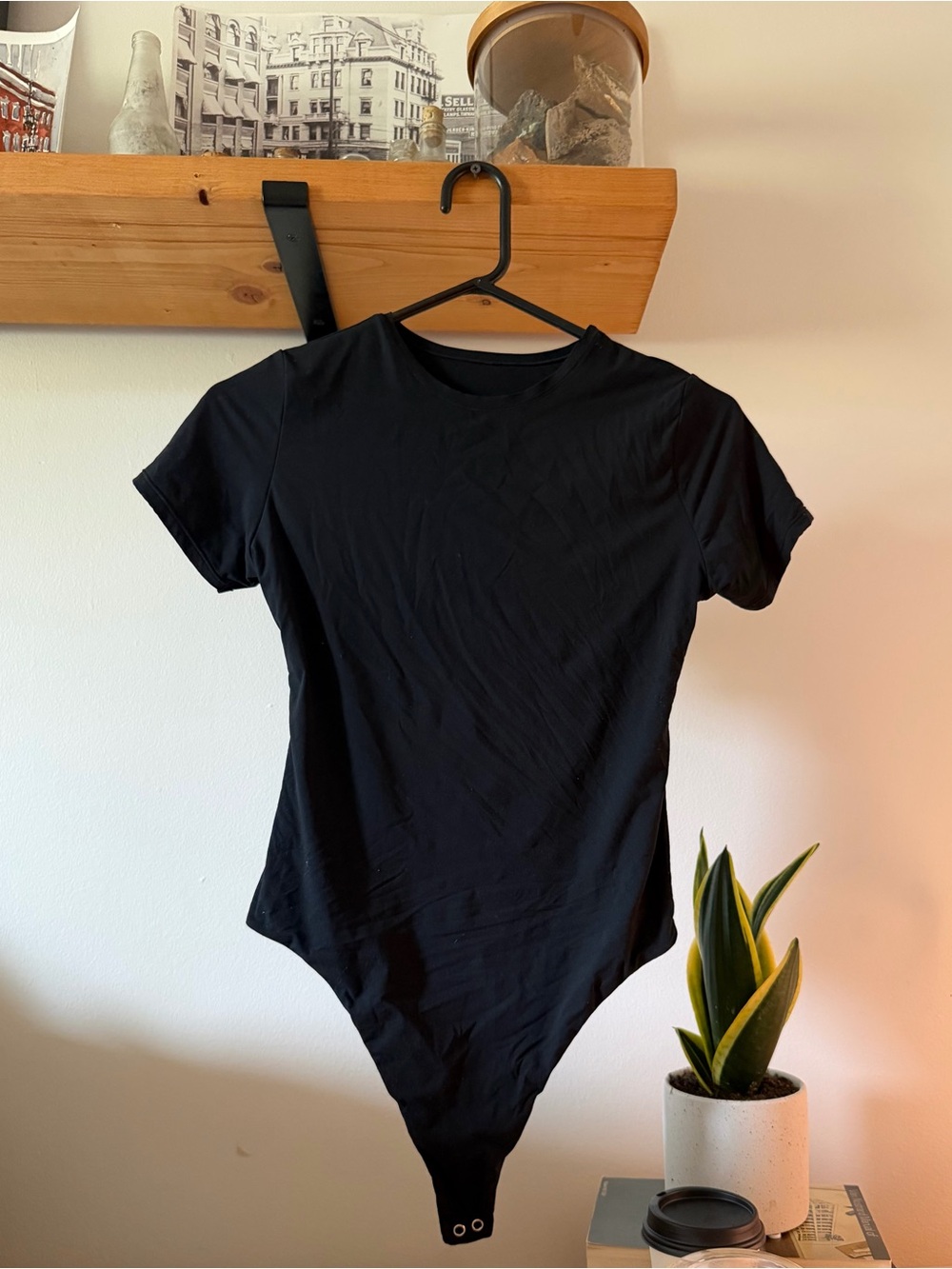 Auden Black Short Sleeve Scoop Neck Bodysuit